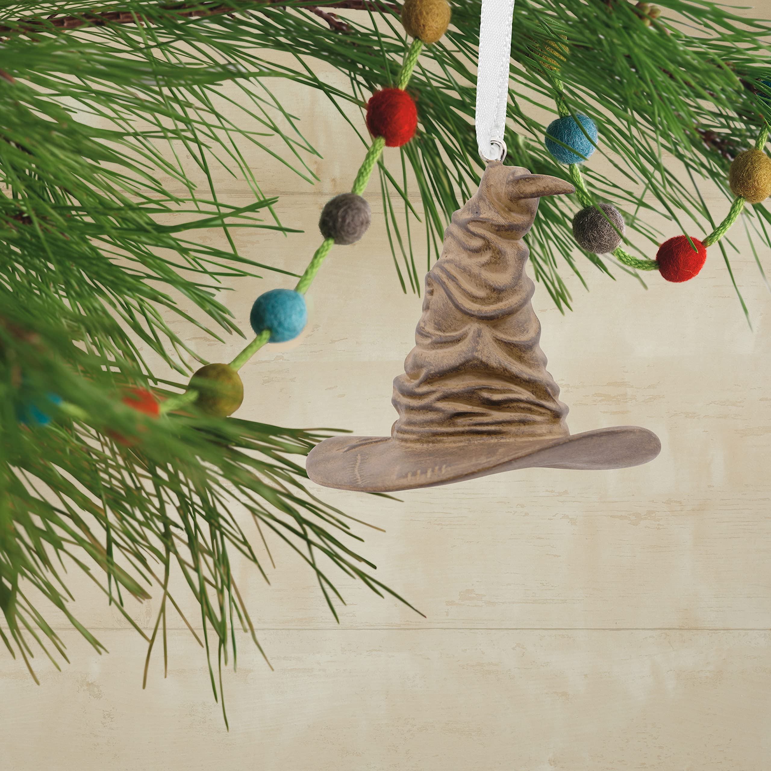 Hallmark Harry Potter Stacked Books with Wand Christmas Ornament - Collectible Holiday Decor for Potter Fans - Perfect for Tree Decorating, Gift Giving & Wizarding World Themed Parties