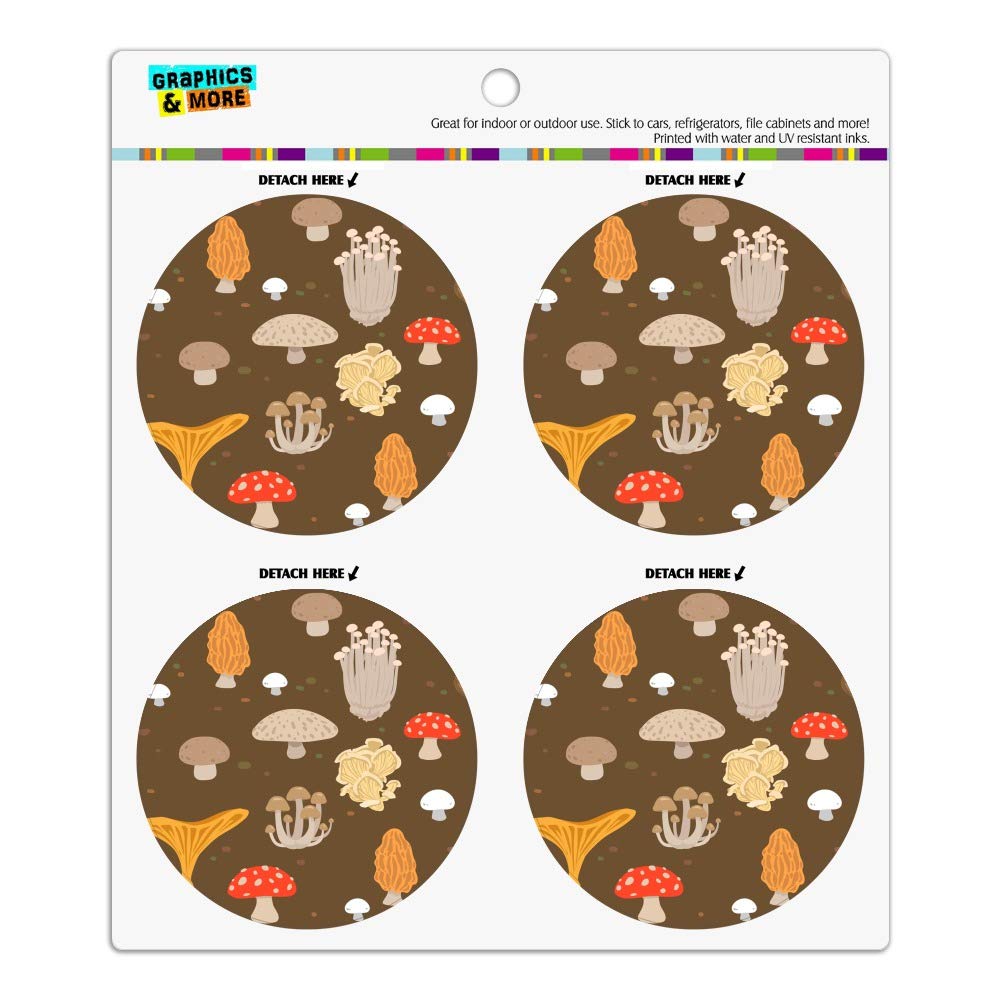 Mushroom Pattern Refrigerator Magnets Set - 12PCS Vinyl Circular Fridge Magnets for Kitchen, Office & Dorm Decor - Funky Fungi Design for Whiteboards, Lockers and Metal Surfaces