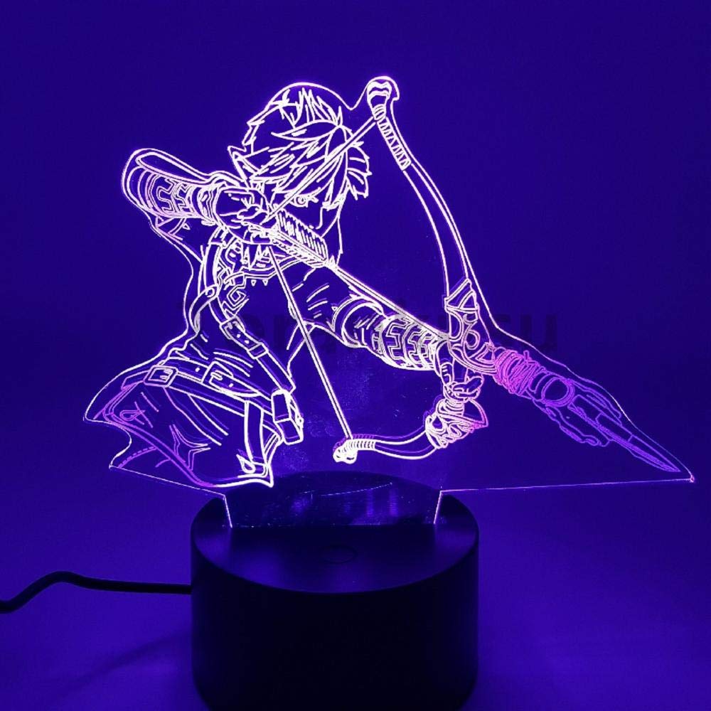 3D Night Light LED Desk Lamp - Zelda Breath of The Wild Optical Illusion Lamp with 7 Color Changing Modes, Link & Zelda Anime Action Figure Light for Bedroom Decor, Gaming Room & Kids Nightlight | Touch Control by TIEHENG HOICHAN
