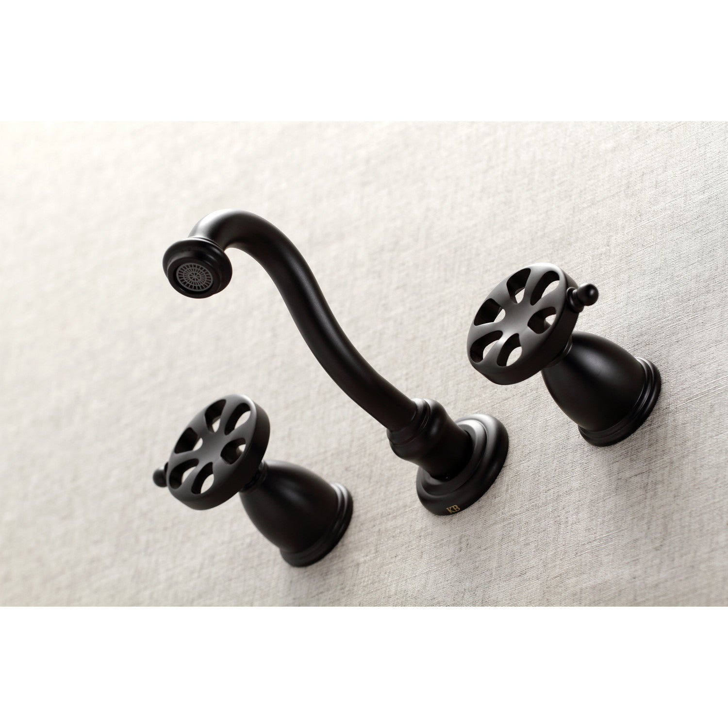 Belknap KS3120RX Matte Black Double Handle 3 Hole Wall Mount Bathroom Faucet - Perfect for Modern Bathrooms, Powder Rooms & Spa Settings