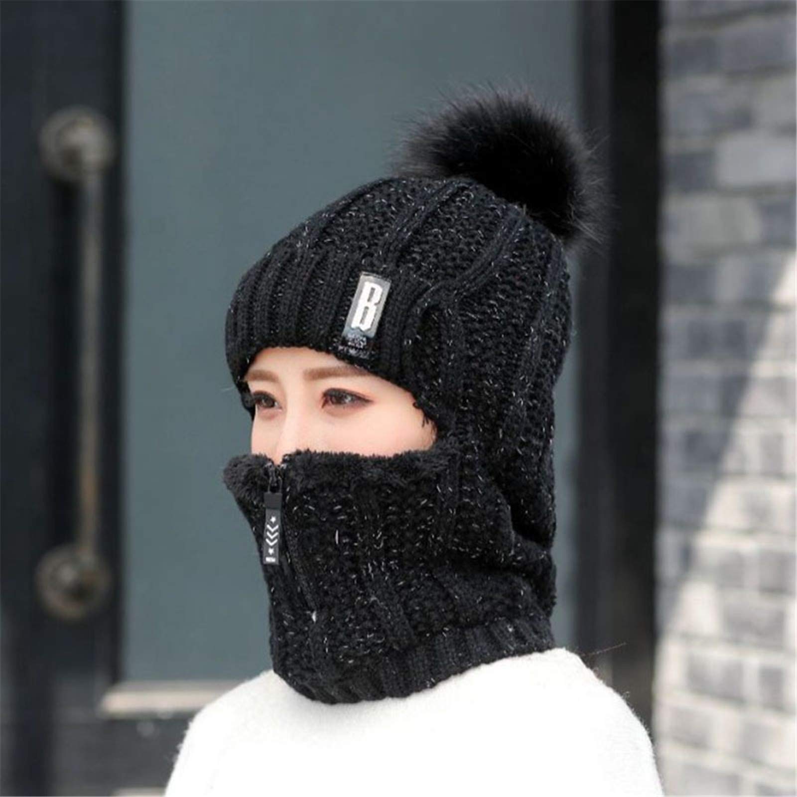 Winter Beanie Hat & Scarf Set for Women - Windproof Ribbed Cuffed Beanie with Neck Warmer - Cozy Cold Weather Accessories for Skiing, Snowboarding & Outdoor Activities