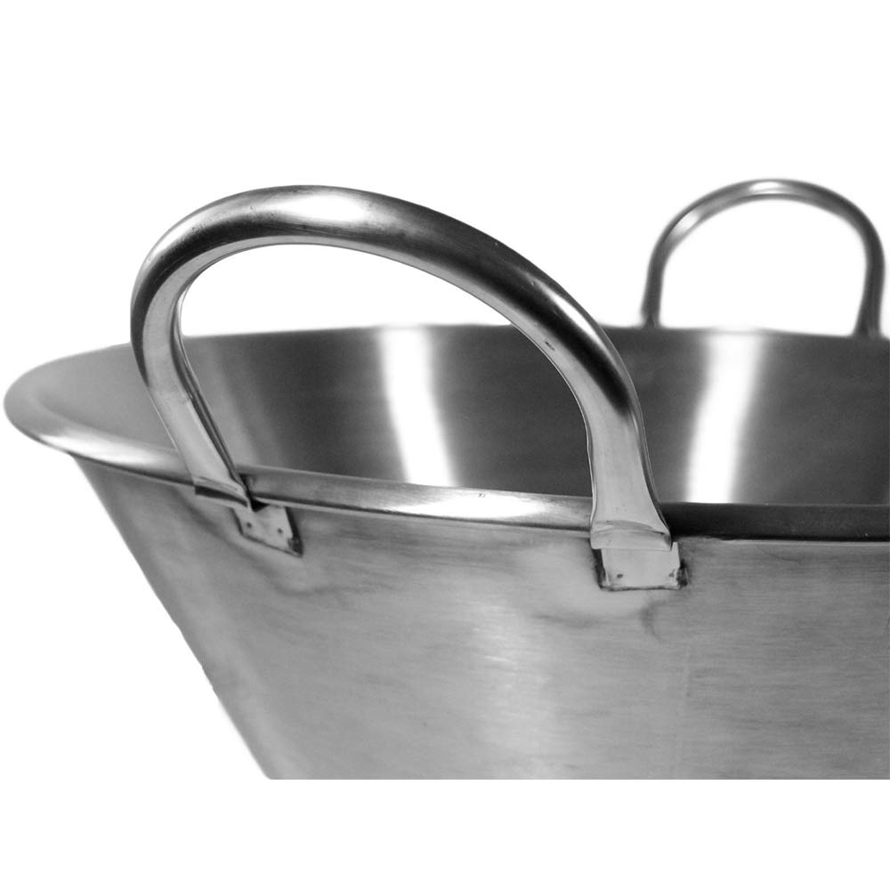 Thaweesuk Shop XXL 29-Inch Stainless Steel Carnitas Wok - Heavy Duty Commercial Wok Pan with 15-Inch Base, Perfect for Outdoor Cooking, Catering & Large Family Meals