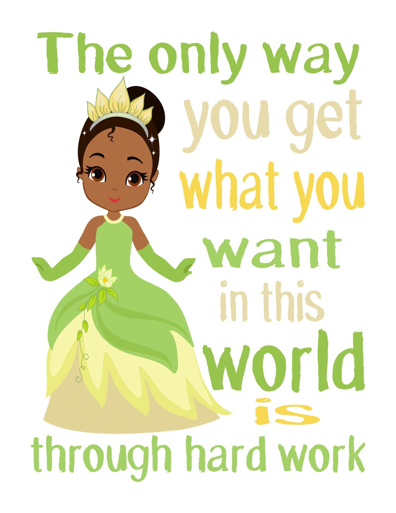 Tiana Princess Inspirational Nursery Decor Print - Motivational Wall Art for Kids' Room | Perfect for Disney Themed Bedrooms & Baby Showers