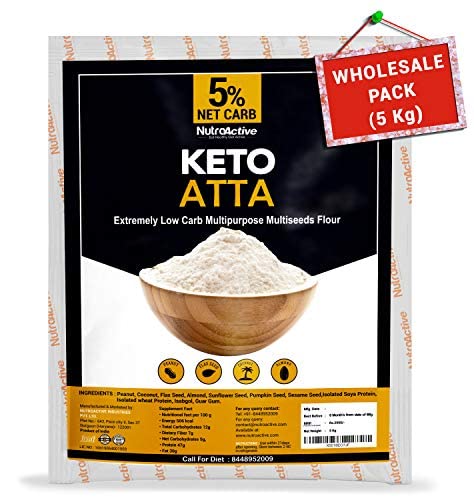 Keto Atta Low Carb Flour - 5kg (1g Net Carb Per Roti) | Gluten-Free, Diabetic-Friendly | Perfect for Keto Bread, Roti & Baking