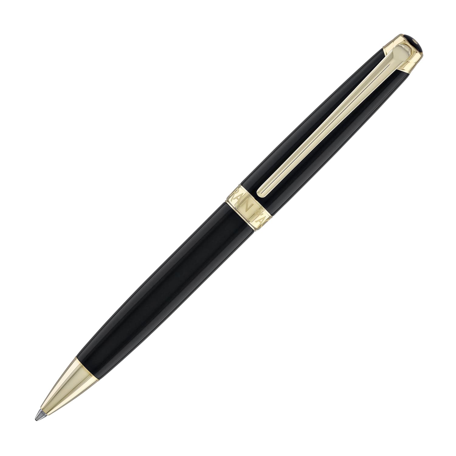 Luxury Caran d'Ache Léman Ebony Black Lacquer Ballpoint Pen with 24K Gold Plating - Premium Writing Instrument for Business Professionals & Gift Giving