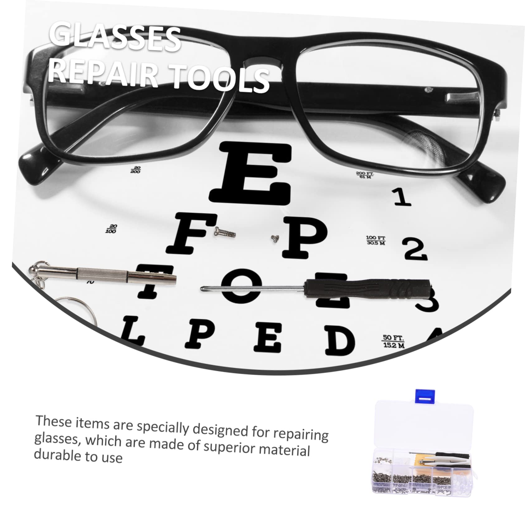 HOMSFOU 2 Pack Glasses Repair Kit with Screws, Screwdriver & Temple Accessories for Frameless & Regular Eyeglasses - Durable PP Material for Home, Office & Travel Use