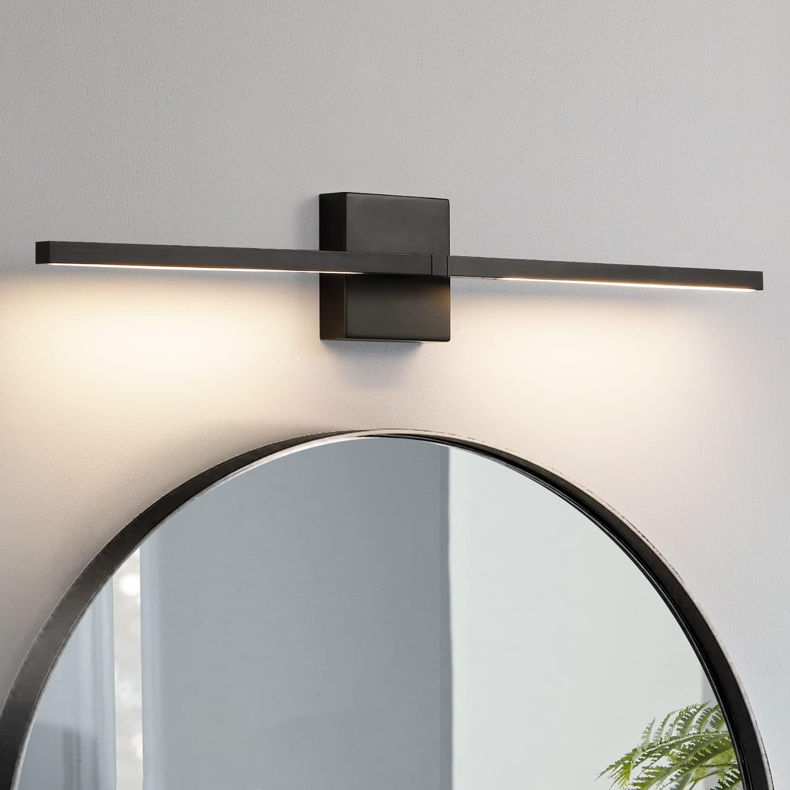 360° Rotatable Black Bathroom Vanity Lights - 30 Inch LED Dimmable Wall Sconce with 3500K Warm White Light for Mirror Lighting, Modern Bathroom Decor & Spa Ambience