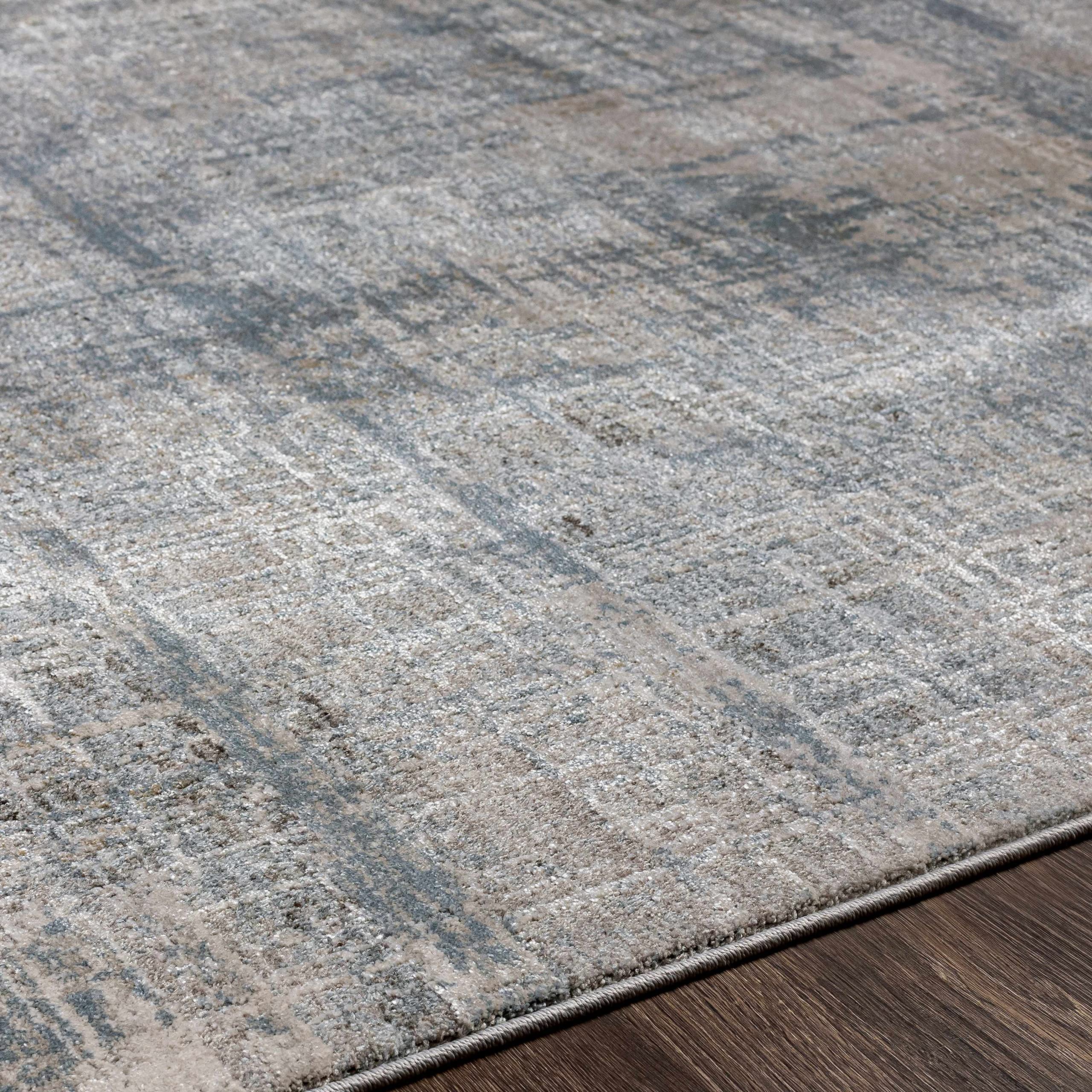 Hauteloom Fallin Modern Area Rug for Living Room and Bedroom - Soft Gray & Green Round Carpet 7'10