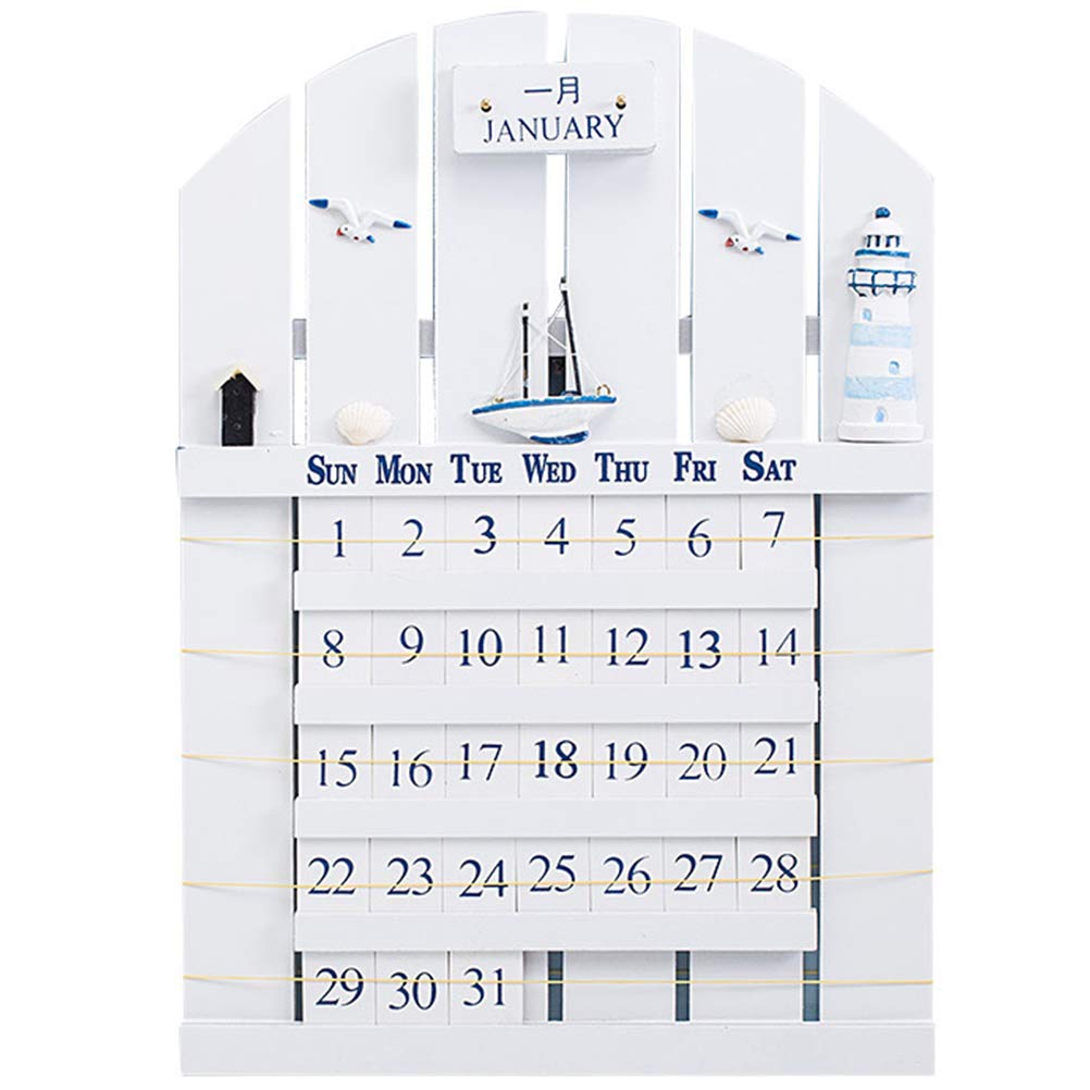 Mediterranean Wooden Perpetual Calendar - Home & Office Decor for Wall