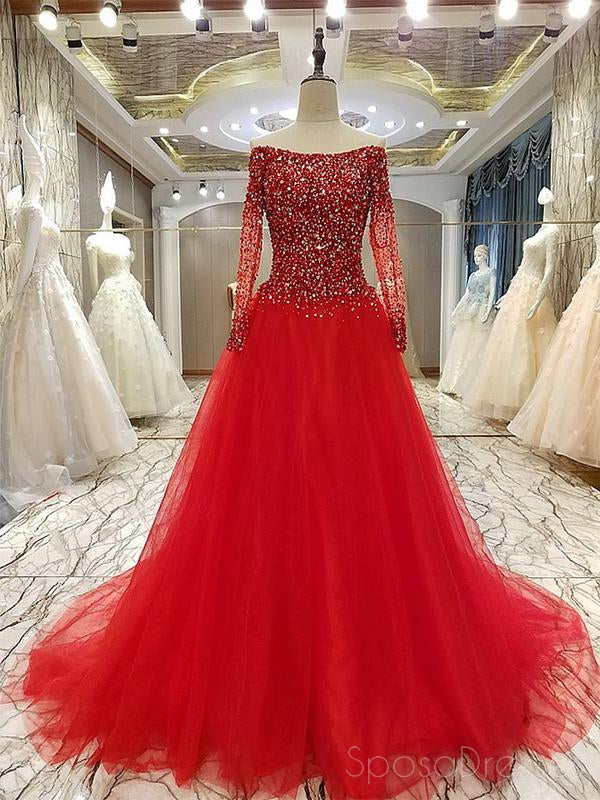 Elegant Off Shoulder Long Sleeve Rhinestone Beaded Evening Gown - Perfect for Prom, Homecoming, and Formal Events