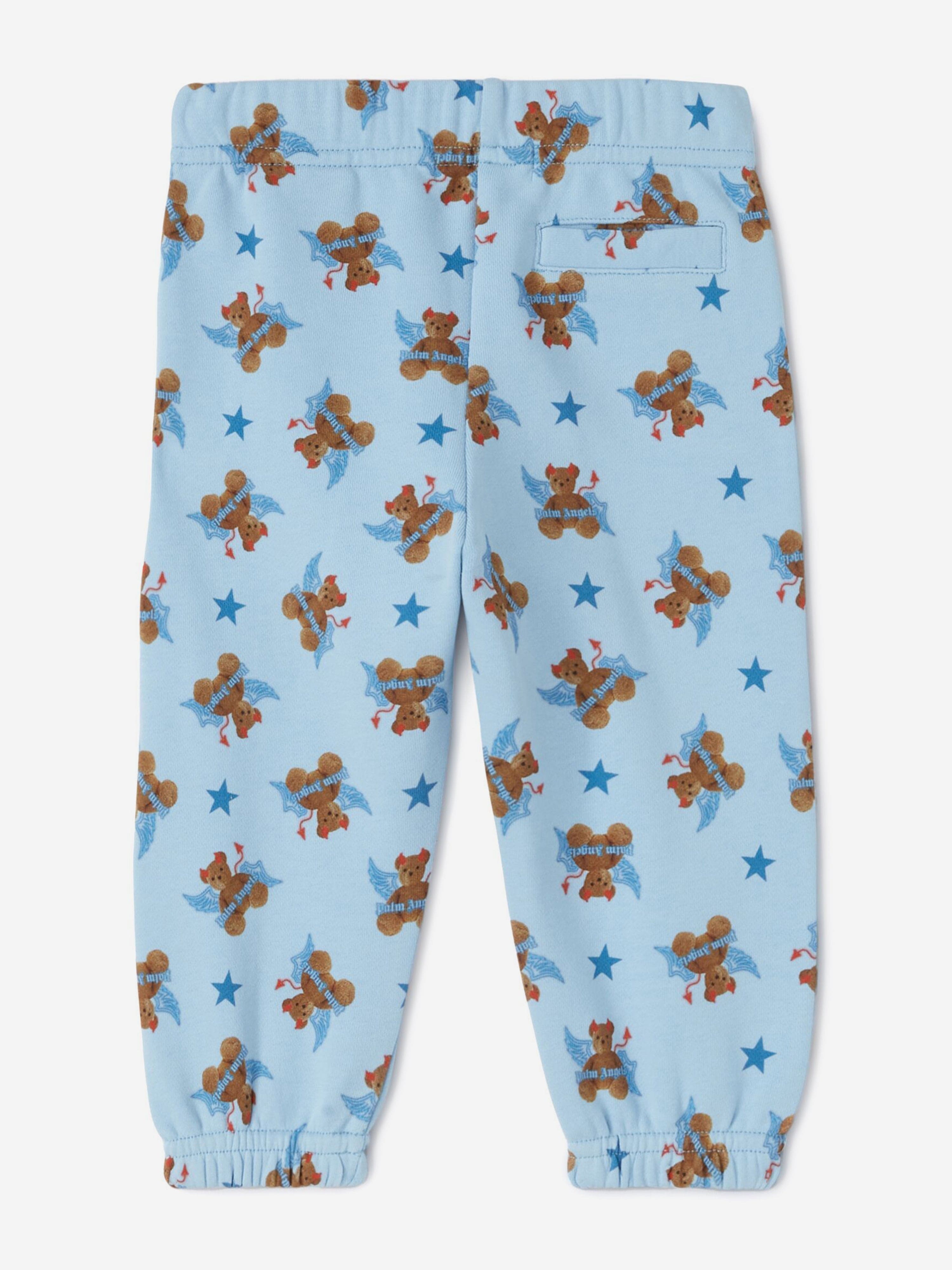 Baby Boys AOP Bear Devil Joggers - Blue Cotton Pants for Toddlers | Soft & Comfortable Jogger Pants for Playtime, Daycare & Outdoor Activities