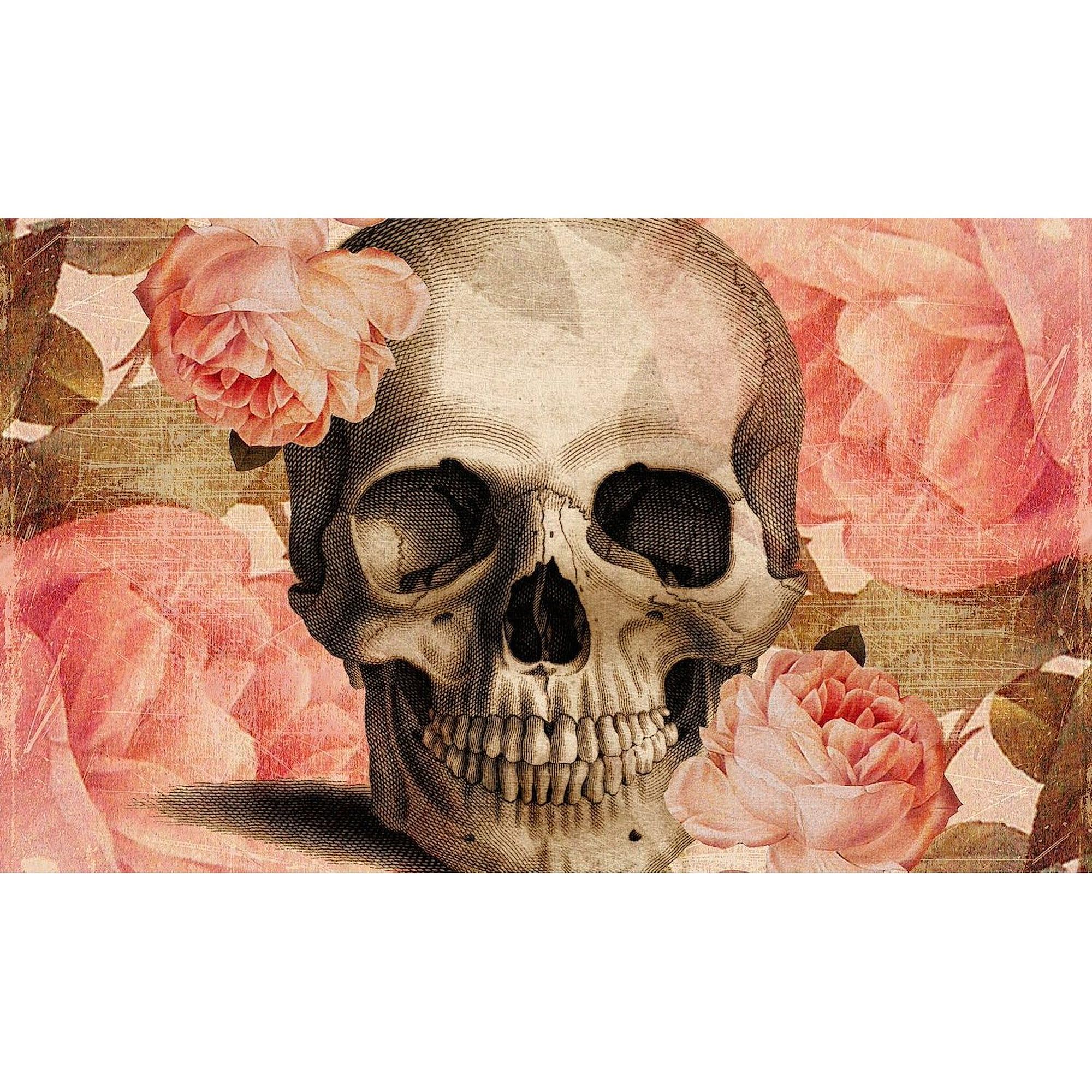 Vintage Rose Skull Collage Sticker - Oval Car Bumper Decal for Cars, Laptops & DIY Projects - Gothic Aesthetic Vinyl Sticker for Vehicles, Windows & Personalization