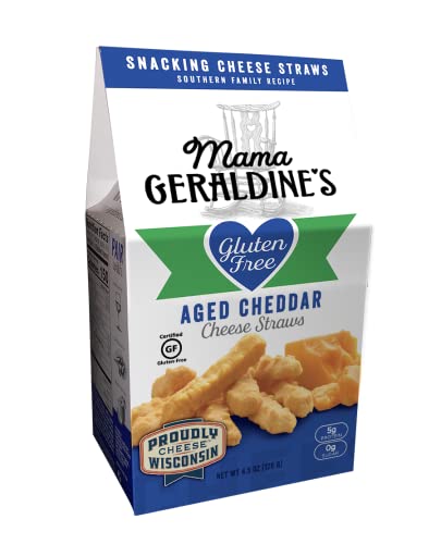 Gluten Free Aged Cheddar Cheese Straws Snacks - 4.5oz Box (4 Pack) - Crunchy Baked Cheese Snacks for Parties, School Lunches & Keto Diet