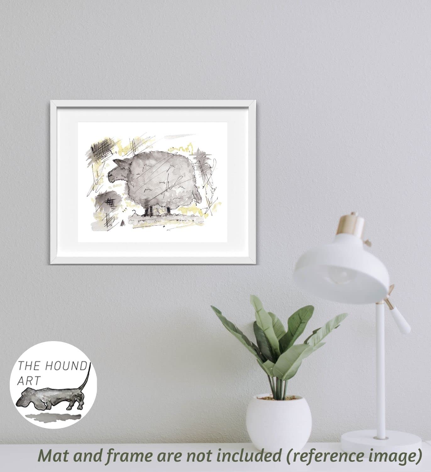 The Sheep in Yellow - Unique Inspirational Wall Art Print | 8”x10” UNFRAMED Home Decor | High-Quality Acid-Free Paper | Mixed Technique Artwork | Perfect Gift for Women, Living Room & Office Decor