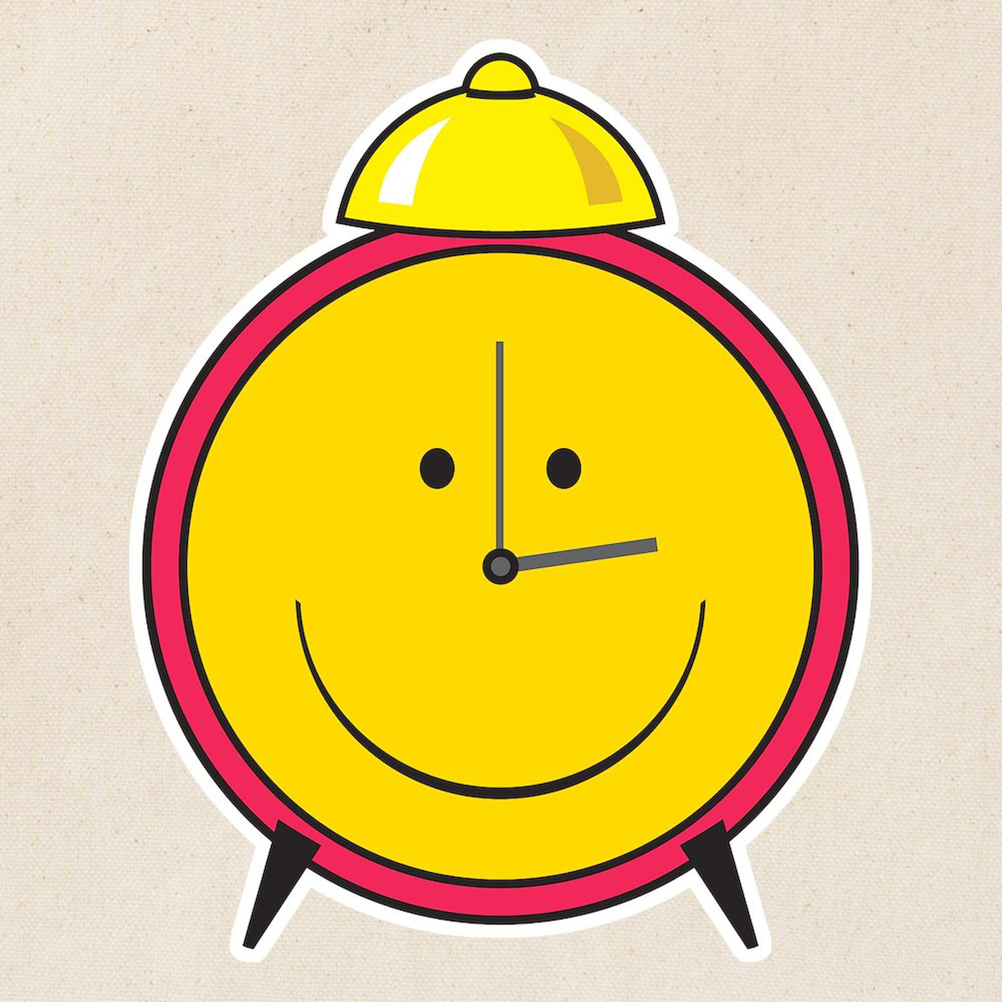 Smiley Face Alarm Clock Tote Bag - Natural Canvas Reusable Shopping Bag for Groceries, Beach & Daily Use | Eco-Friendly Cotton Tote with Unique Design