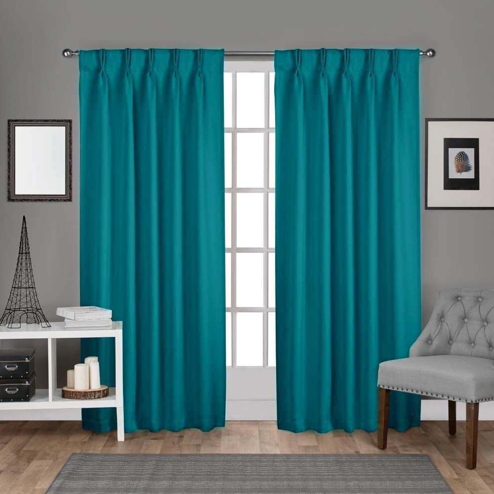 Blackout Curtains Double Pinch Pleated - 100% Polyester Thermal Insulated Room Darkening Drapes for Bedroom & Living Room - Seafoam Green 31