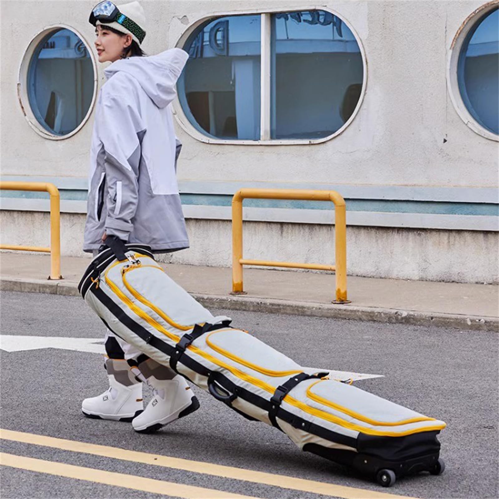 Waterproof Roller Snowboard & Ski Bag with Wheels - Adjustable Length, Foldable & Extra Large for Air Travel - Perfect for Snowboarding Trips & Winter Sports Gear Storage