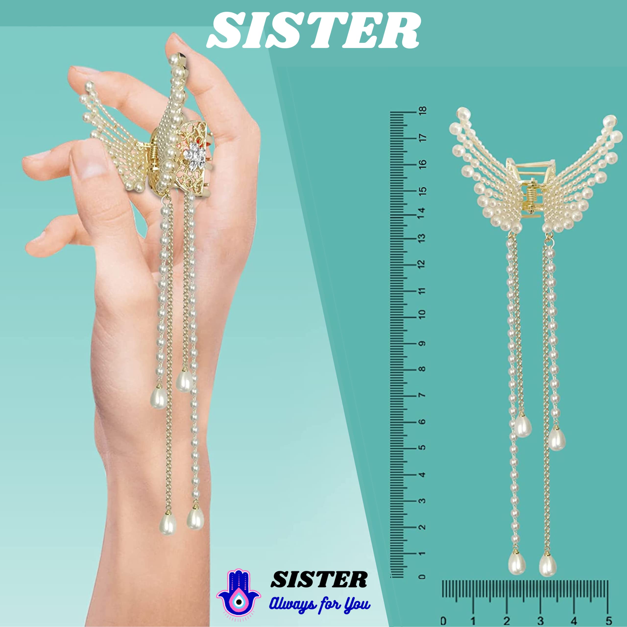 Elegant Pearl Hair Clips for Women - Vintage Butterfly Metal Hair Clutch with Stone Accents, Perfect for Weddings, Parties & Everyday Styling