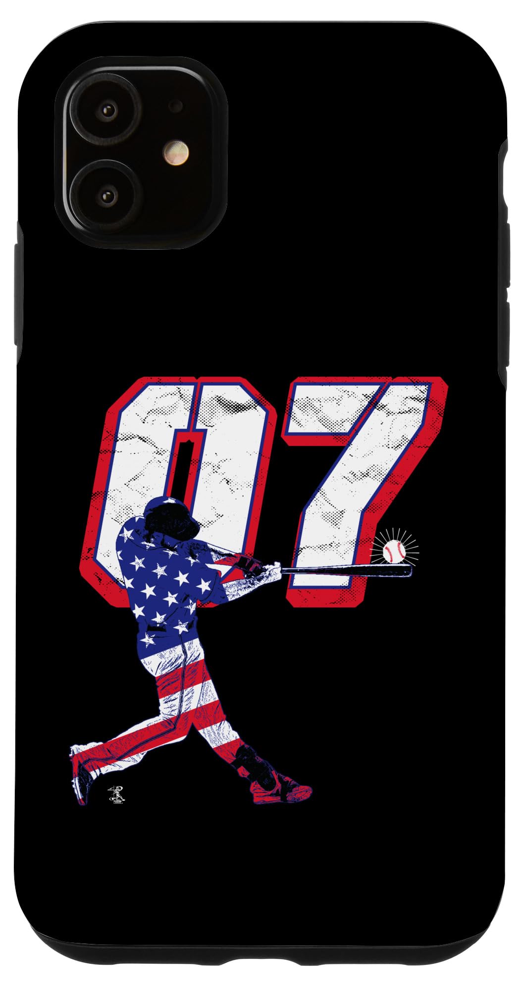 iPhone 11 Case - Dansby Swanson Flag Silhouette Design - Shockproof & Slim Protective Phone Cover - Perfect for Baseball Games, Sports Events & Everyday Use