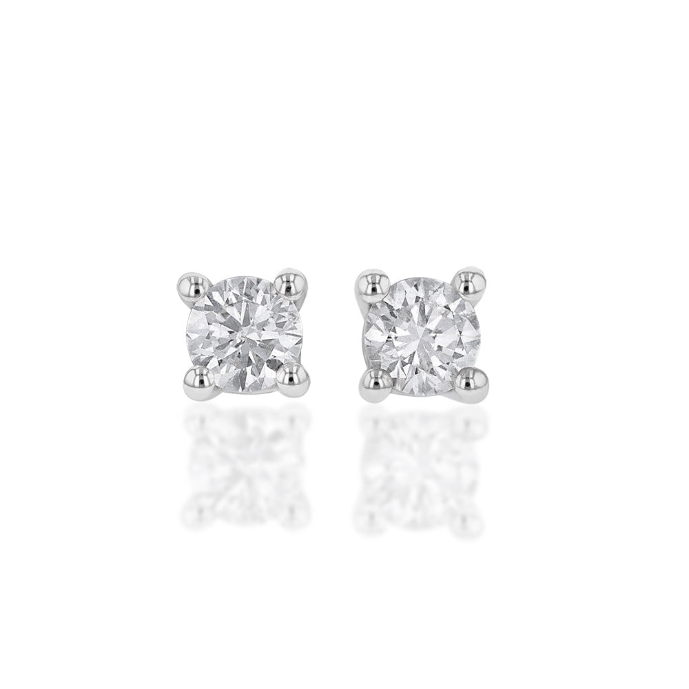 9ct White Gold Diamond Stud Arabella Earrings - Elegant Dainty Earrings for Women, Perfect for Weddings, Parties & Everyday Wear