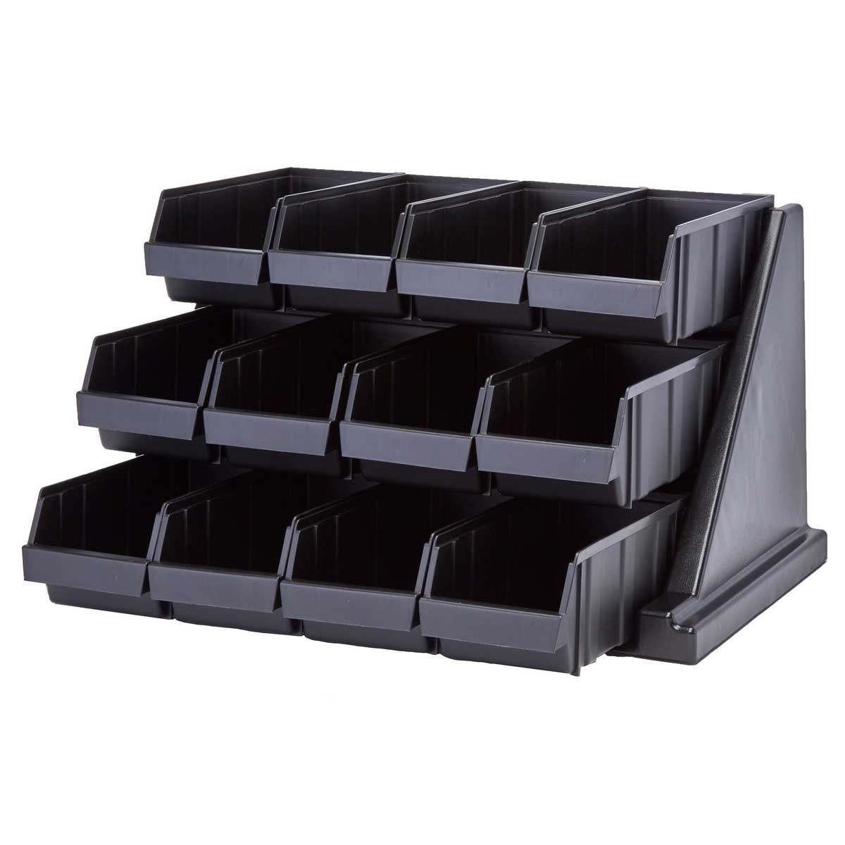 Cambro 12RS12110 Versa Organizer Rack with 12 Black Bins - Perfect for Kitchen Storage, Office Organization, and Retail Shelving