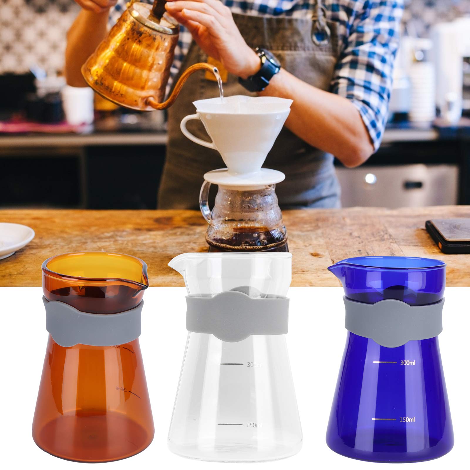 Premium Borosilicate Glass Pour Over Coffee Maker with Scale - Heat-Resistant Drip Kettle for Home & Cafe Brewing