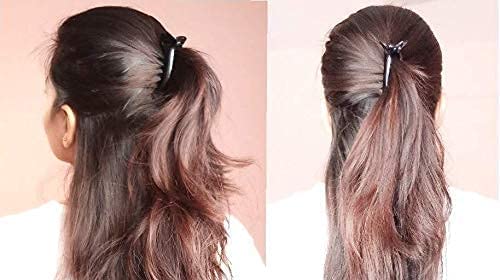 Black Banana Hair Clips for Women & Girls - 6 Pack Strong Hold Hair Claw Clips for Thick Hair, Boho Hair Accessories for Ponytail, Bun & Updo Hairstyles