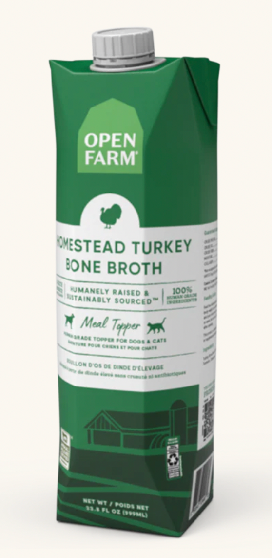 Open Farm Homestead Turkey Bone Broth for Dogs - Grain-Free, Human-Grade, Nutrient-Rich Liquid Supplement - Supports Joint Health & Digestion - Perfect for Senior Dogs or Post-Surgery Recovery