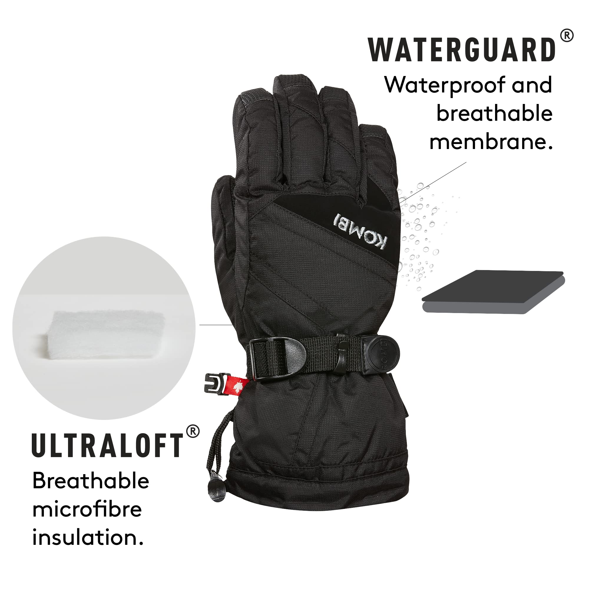 Original KOMBI Waterguard Gloves - Insulated Waterproof Winter Gloves for Kids with Heat Pack Pocket - Unisex Junior Snow Gloves for Skiing, Sledding & Outdoor Play