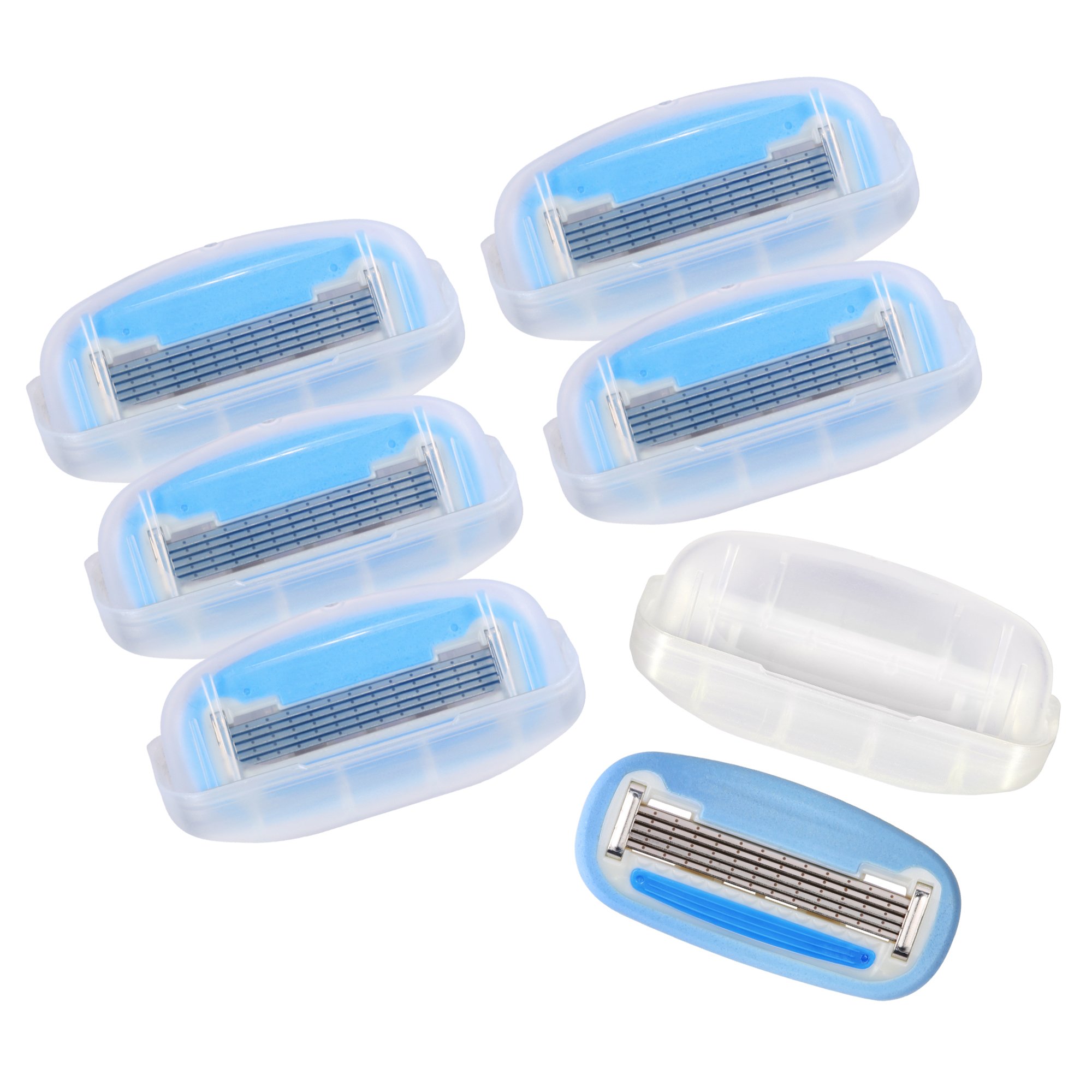 Amazon Basics 5-Blade Razor Refills for Women - 6 Count (Compatible with Amazon Basics Razor Handles Only) | Smooth Shaving for Legs, Underarms & Bikini Area | Previously Solimo Brand