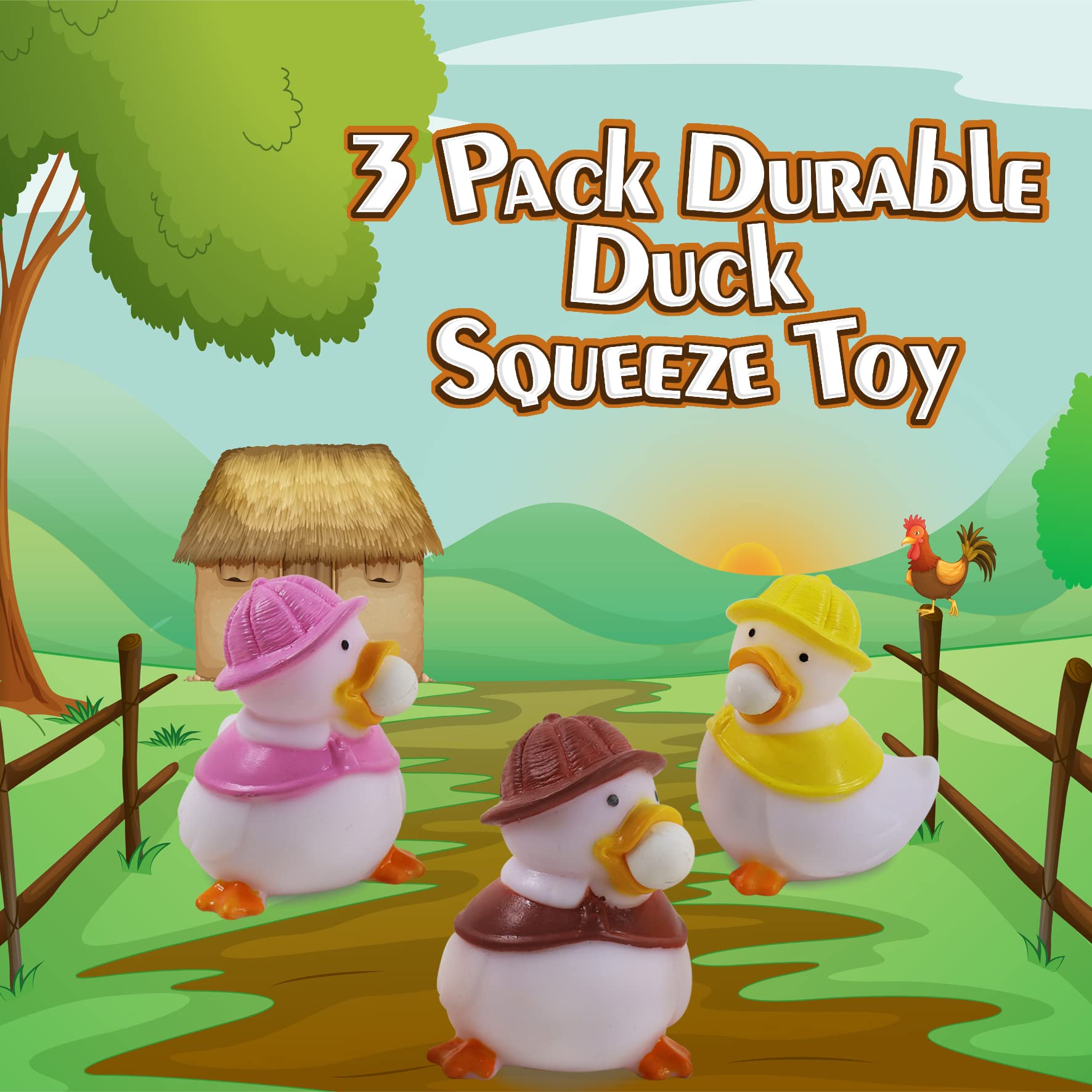 **3 Pack Cute Duck Squishy Fidget Toys for Kids & Adults - Stress Relief for Autism, ADHD, Anxiety - Non-Toxic Sensory Toys for Relaxation & Focus - Perfect for Home, Office & Travel**