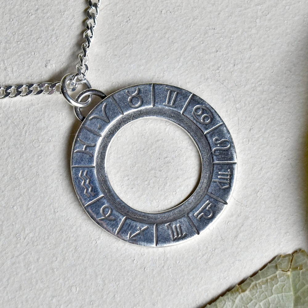 Zodiac Cycle Sterling Silver Necklace - Elegant Die-Struck Pendant for Women, Perfect for Birthdays, Anniversaries & Everyday Wear