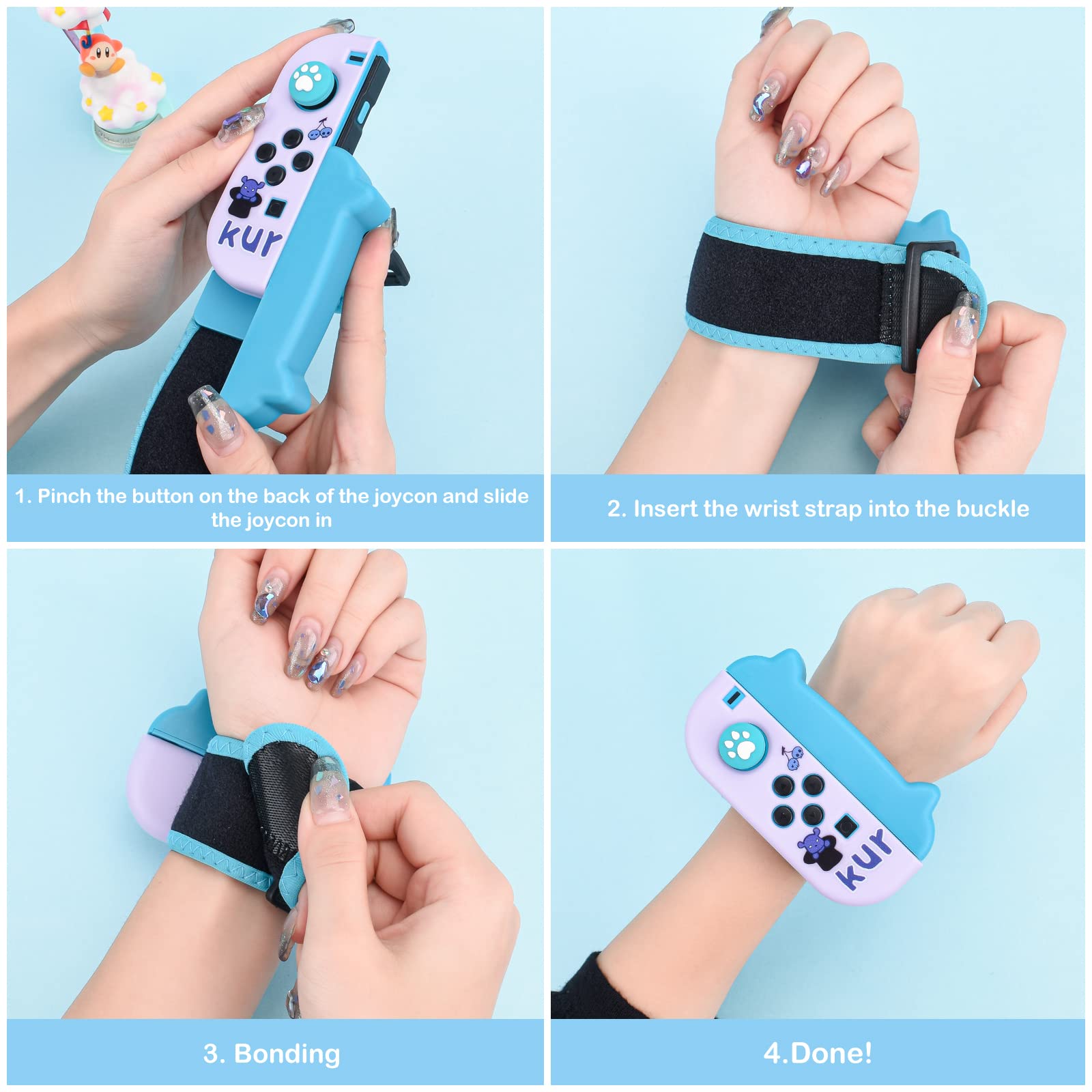DLseego Adjustable Wrist Strap for Nintendo Switch & Switch OLED - Elastic Gamepad Controller Band (Blue & Red) - Perfect for Gaming, Travel & Comfortable Play