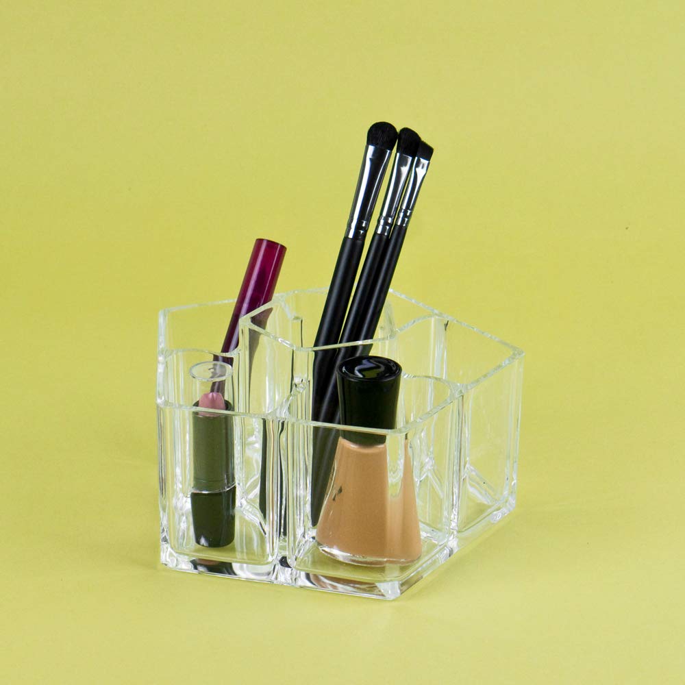 Hexagon Shaped Cosmetic Organizer - Acrylic Makeup Storage Box with Adjustable Dividers for Vanity, Bathroom & Travel | Perfect for Lipsticks, Brushes & Skincare Products