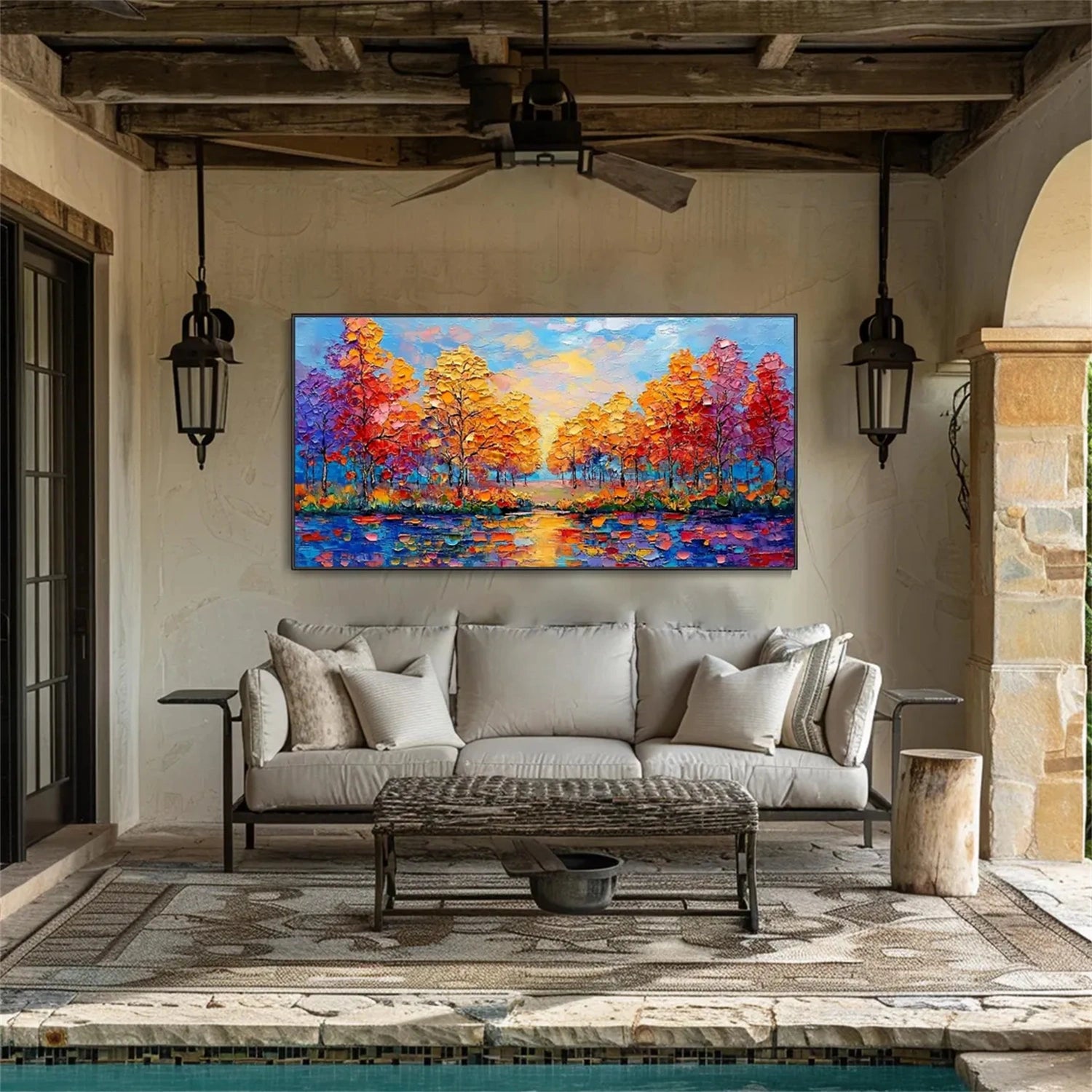 Flower and Tree Painting #FT149 - Handmade Canvas Art for Home Decor, Office, Living Room & Bedroom Wall Decor