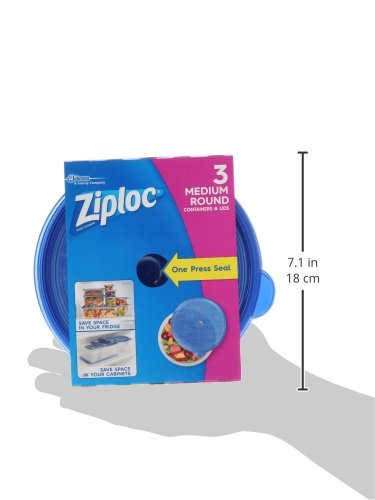 Reusable Ziploc Twist N Loc Food Storage Containers - Medium Round, 3-Pack | Dishwasher Safe Meal Prep Containers for Kitchen Organization | Perfect for Lunches, Leftovers & Snacks