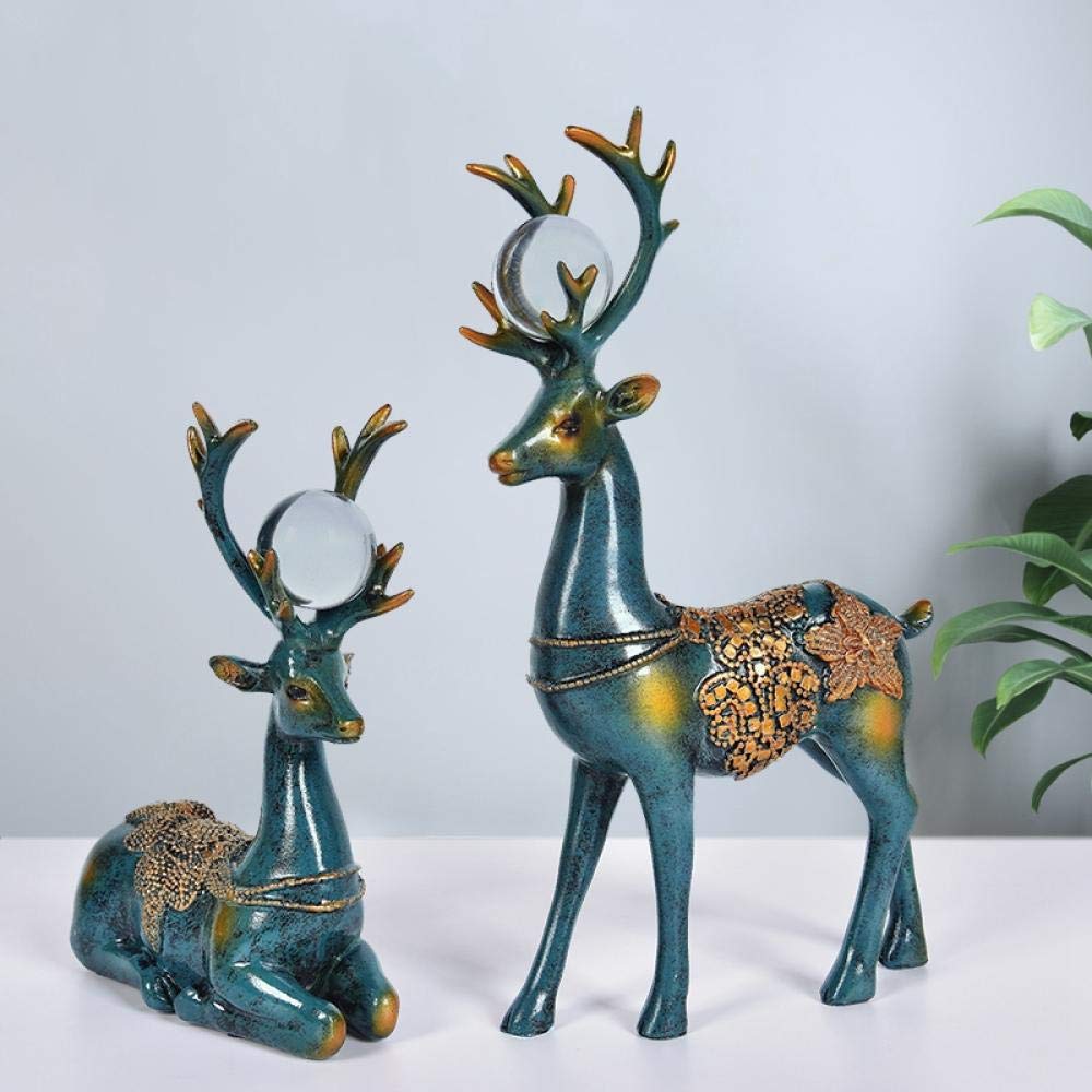 Modern Abstract Resin Elk Sculpture - Pair of Deer Figurines for Home & Office Decor, Cabinet & Desktop Ornament - Unique Handcrafted Gifts for Housewarming, Wedding, Anniversary & Holiday Presents