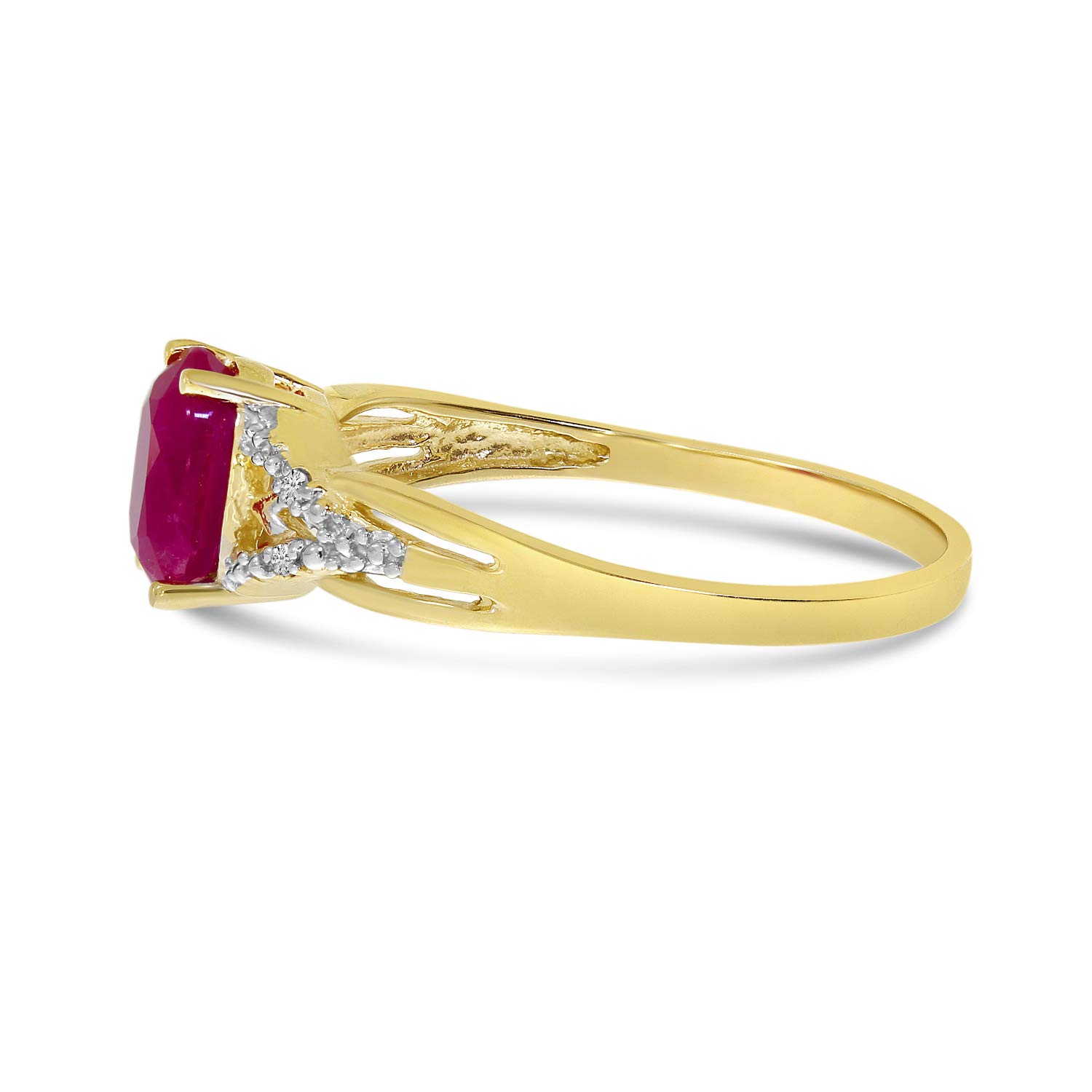 10K Yellow Gold Ruby and Diamond Ring for Women - Elegant Vintage Style Jewelry for Engagement, Anniversary, and Special Occasions