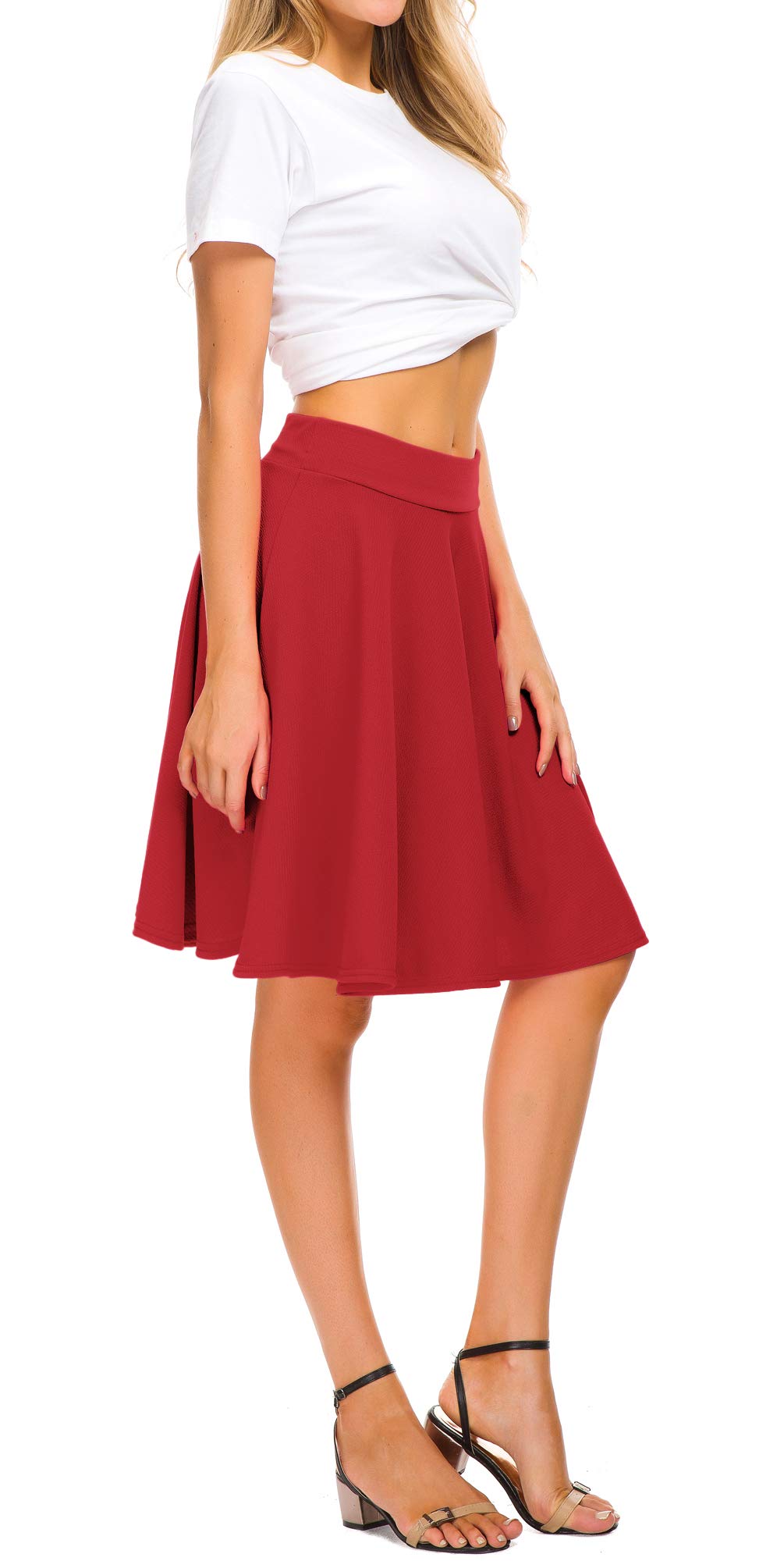 Women's Stretchy Flared Mini Skater Skirt - A-Line Pleated Midi Skirt for Casual Wear | Perfect for Parties, Dates & Everyday Outfits