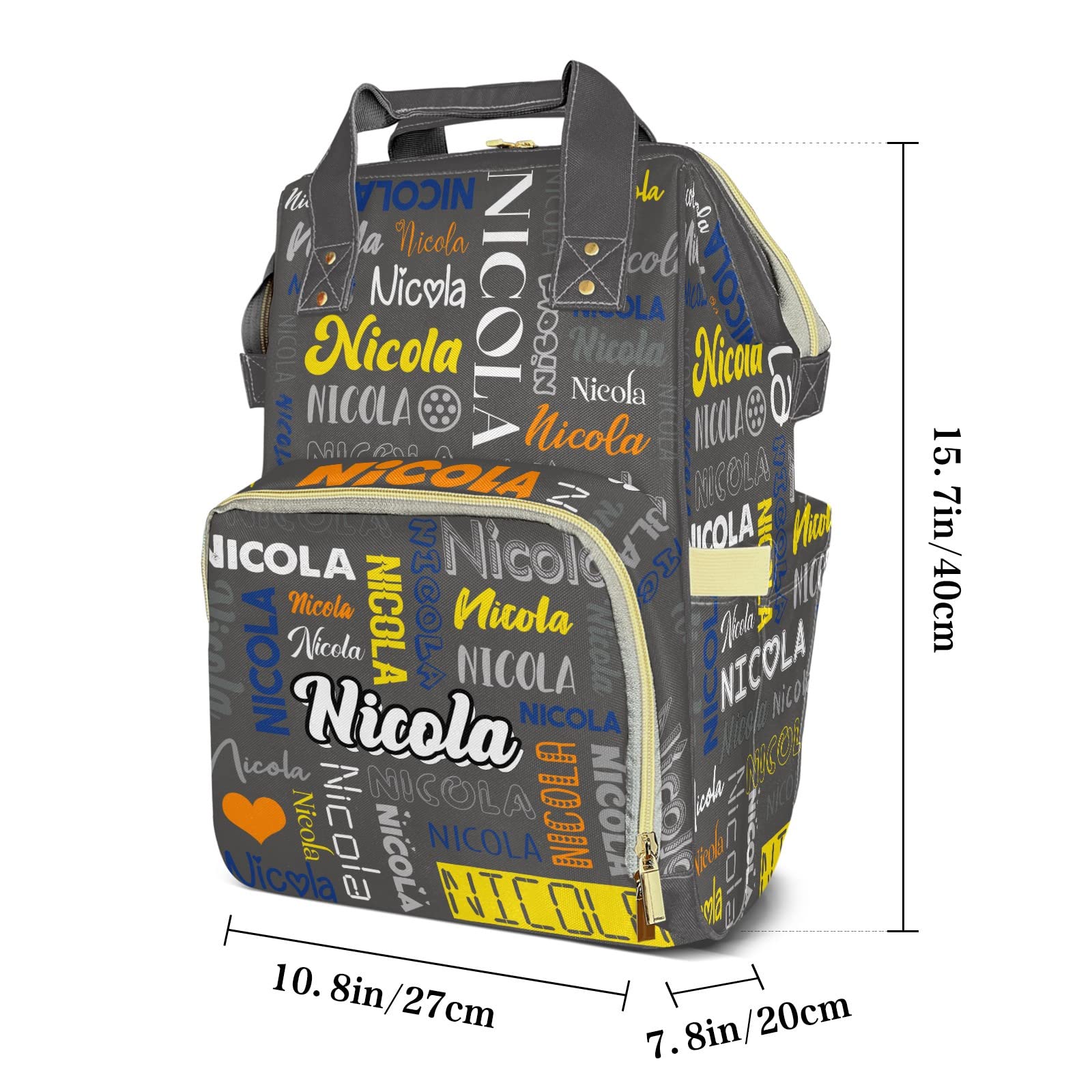 **Personalized Large Capacity Diaper Backpack - Custom Name, Waterproof Baby Diaper Bag for Boys & Girls, Multifunctional Travel Backpack for Moms - Perfect for Daycare, Outings & Family Trips**