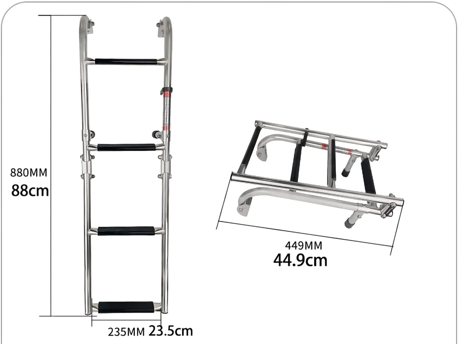 Stainless Steel 4-Step Telescoping Pontoon Boat Ladder - Lightweight Marine Swim Deck Ladder for Yachts, Pools & Rear Entry | Perfect for Swimming, Diving & Water Sports Activities