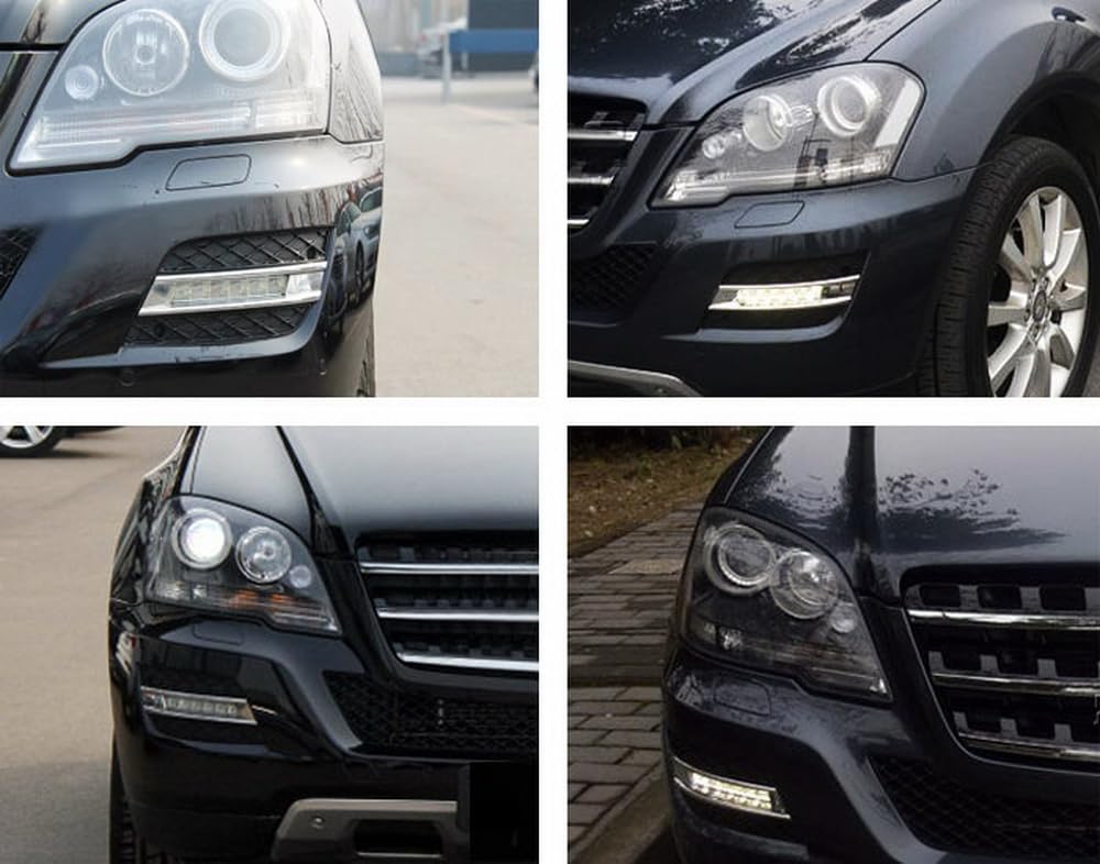 iJDMTOY Xenon White LED Daytime Running Lights for 2009-2011 Mercedes W164 ML-Class (ML350 ML450 ML550 ML63 AMG) - 6 High Power LEDs, OEM Fit DRL Assembly - Perfect for Enhanced Visibility & Safety in Daytime Driving