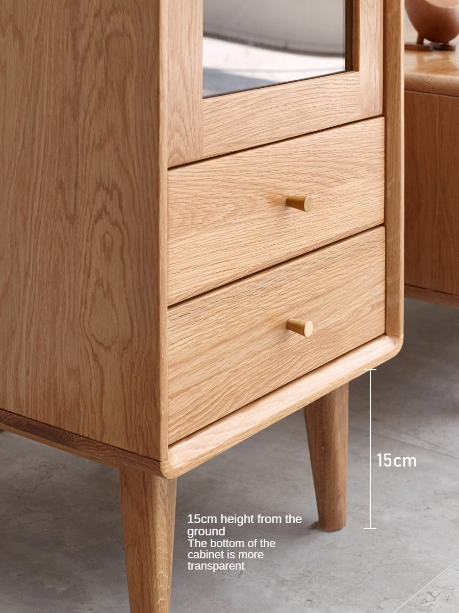 Solid Oak Wood Side Cabinet - Rustic Storage Cabinet for Living Room, Bedroom, or Entryway - Perfect for Organizing Books, Decor & Essentials