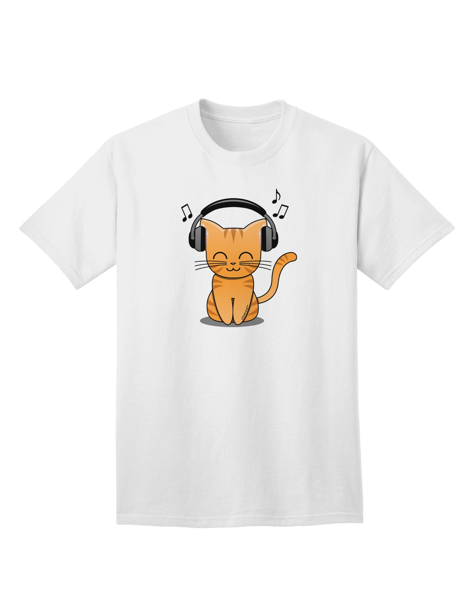 TooLoud Cute Kitty with Headphones Graphic T-Shirt for Women & Men | Soft Cotton Tee for Music Lovers, Cat Fans & Casual Wear | Perfect for Concerts, Gifts & Everyday Outfits