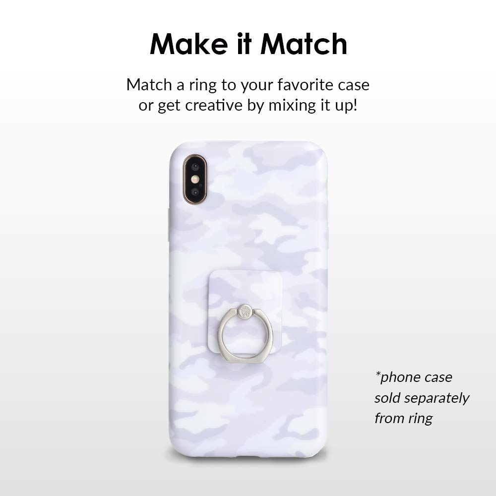 Velvet Caviar Phone Ring Holder - Grip Stand for iPhone & Galaxy (White Camo) - Perfect for Selfies & One-Hand Use