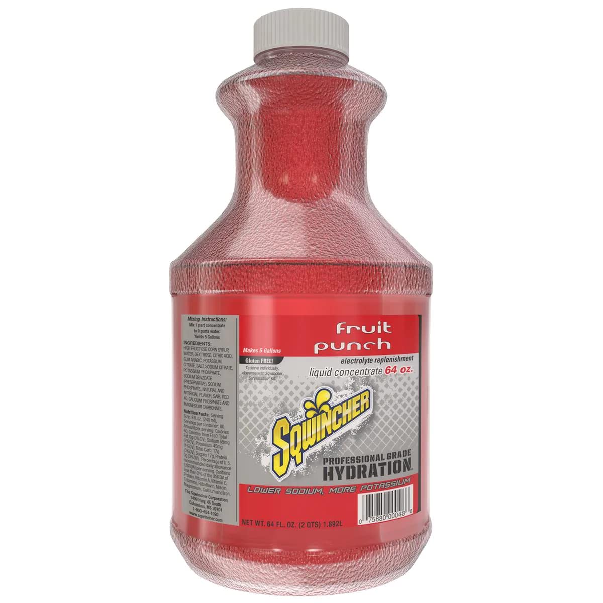 Sqwincher Electrolyte Drink Concentrate - Fruit Punch Flavor, 64oz Bottle (6-Pack) | Hydration for Athletes, Workouts & Outdoor Activities