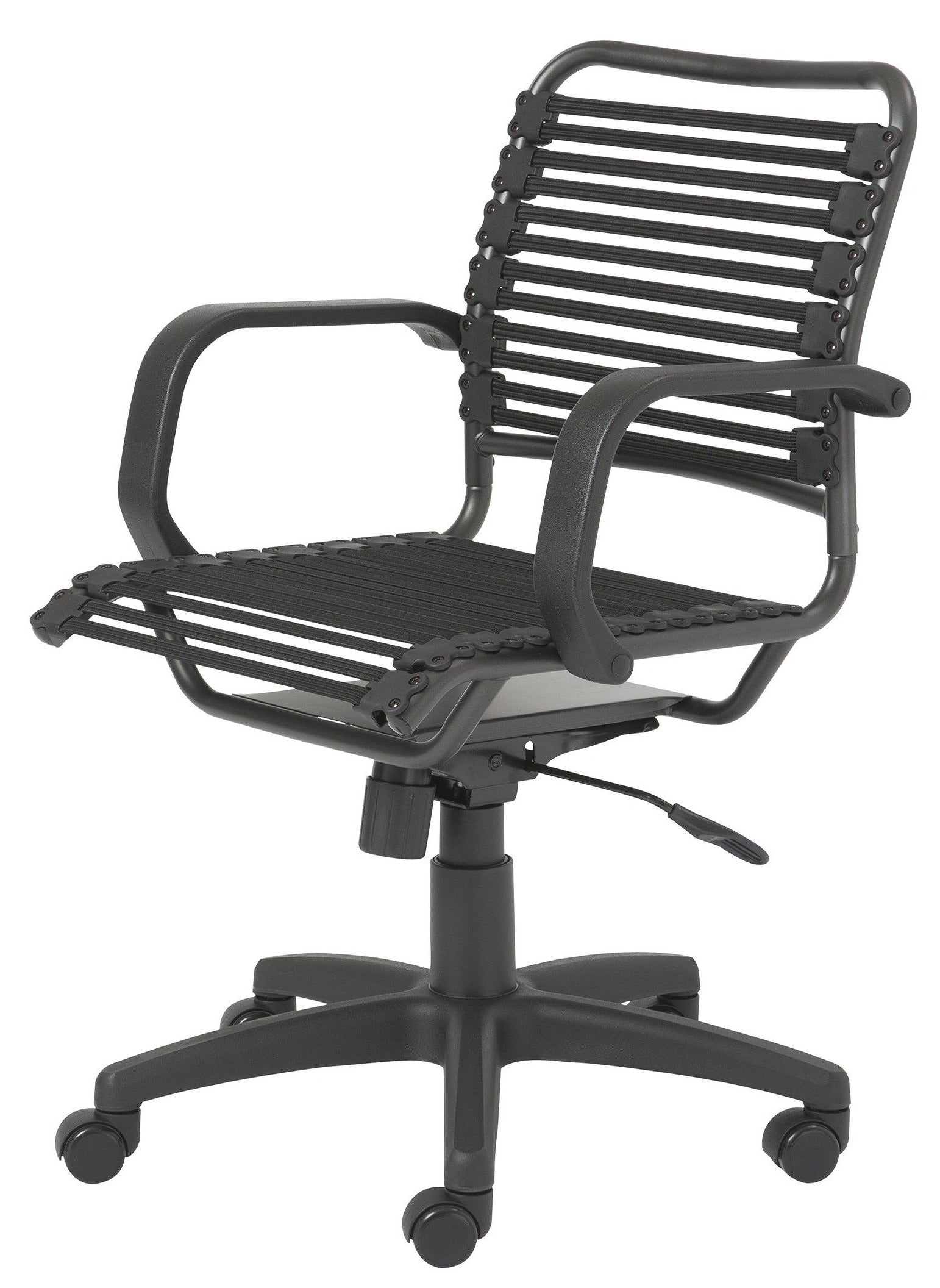 Ergonomic Bungie Flat Mid Back Office Chair - Black Mesh with Graphite Frame & Swivel Base | Comfortable Desk Chair for Home Office, Gaming & Workspace