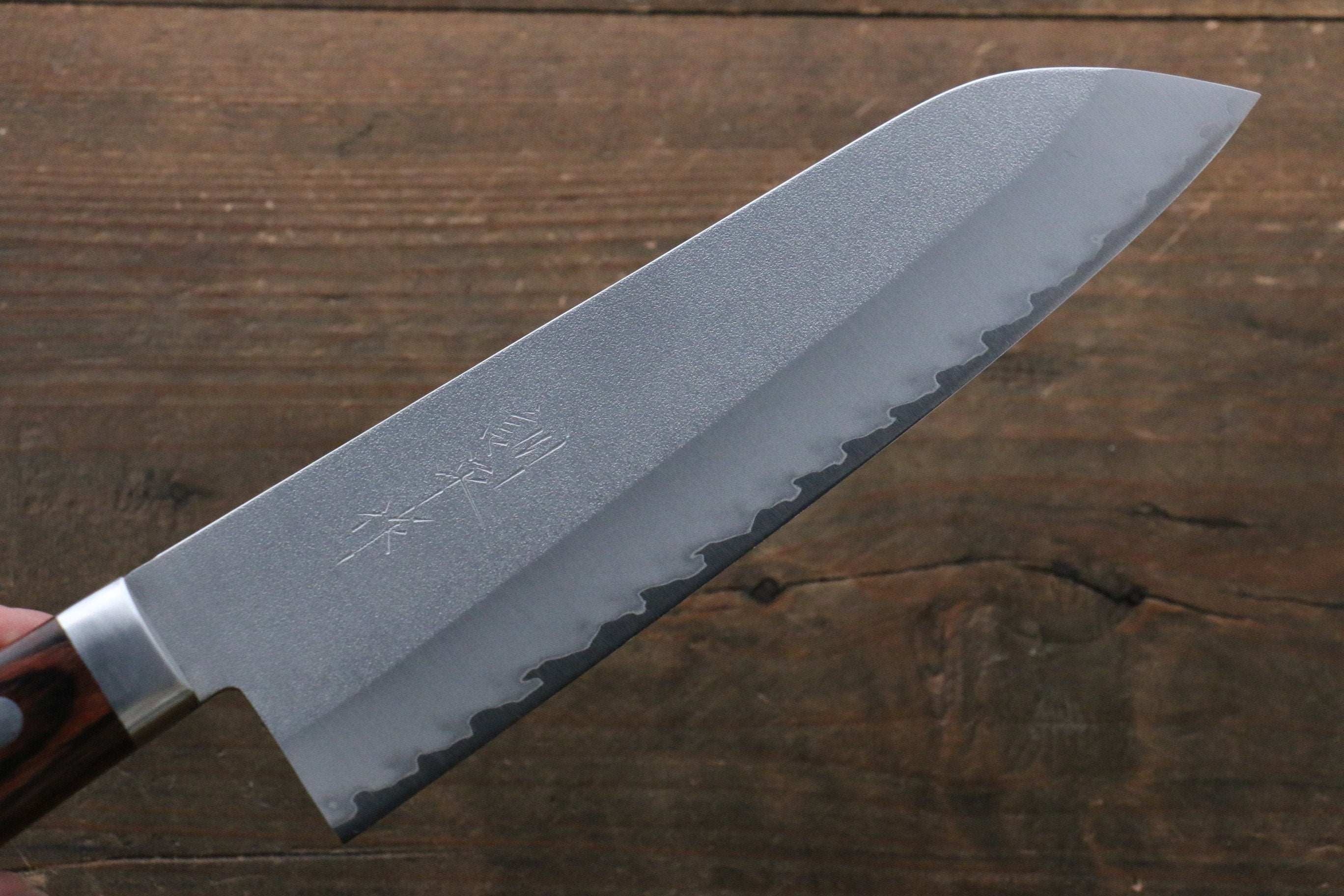 Premium Kunihira VG1 Nashiji Santoku Knife 170mm - Japanese Mahogany Handle - Razor Sharp Stainless Steel Blade - Perfect for Slicing, Dicing & Chopping Vegetables, Meat & Fish - Ideal for Home Chefs & Professional Kitchens