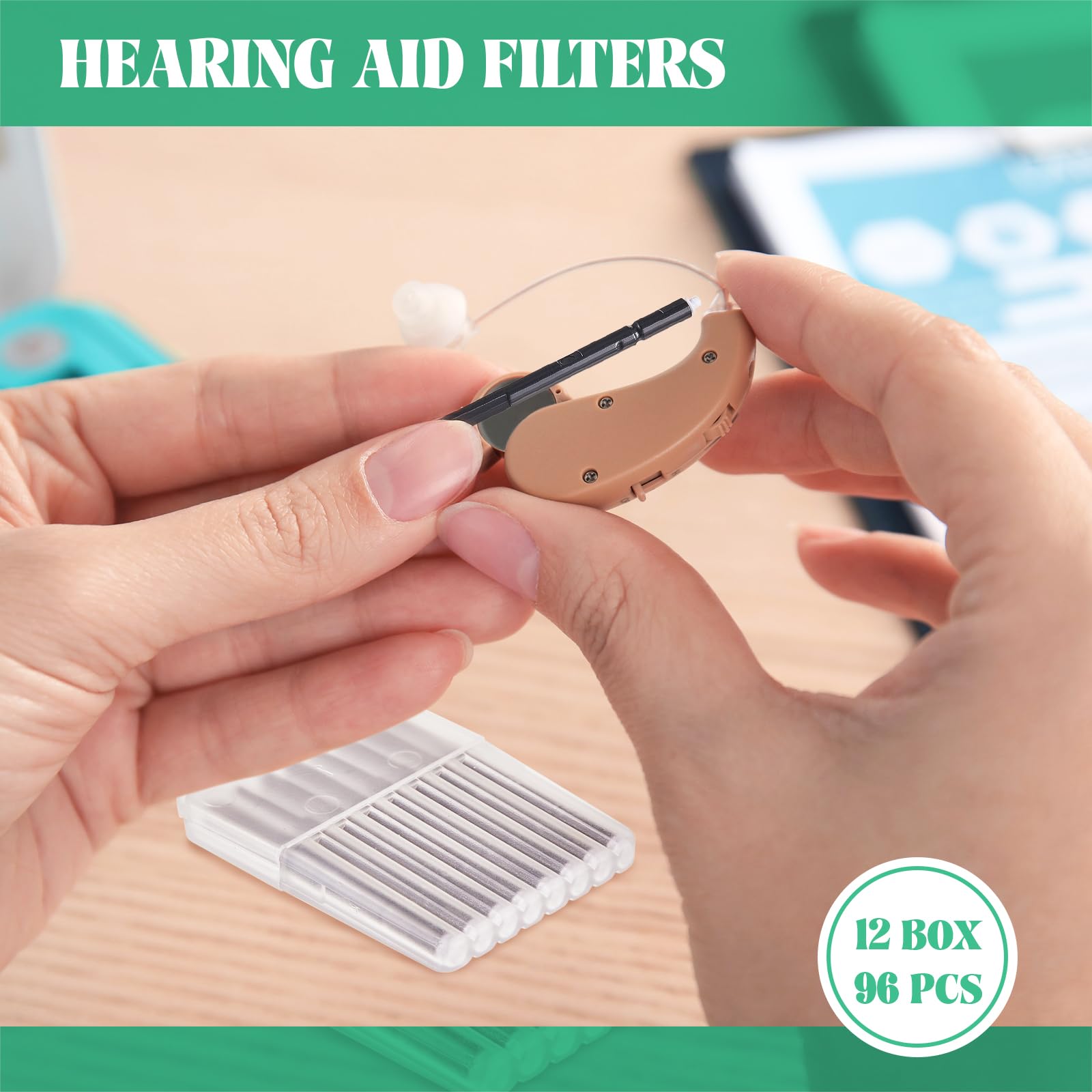 TrelaCo 96 Pcs Hearing Aid Wax Guards - Cerumen Protection Filters & Cleaning Tool Kit with Travel Case | Compatible with Phonak, Widex, Resound | Ideal for Daily Hearing Aid Maintenance & Wax Prevention