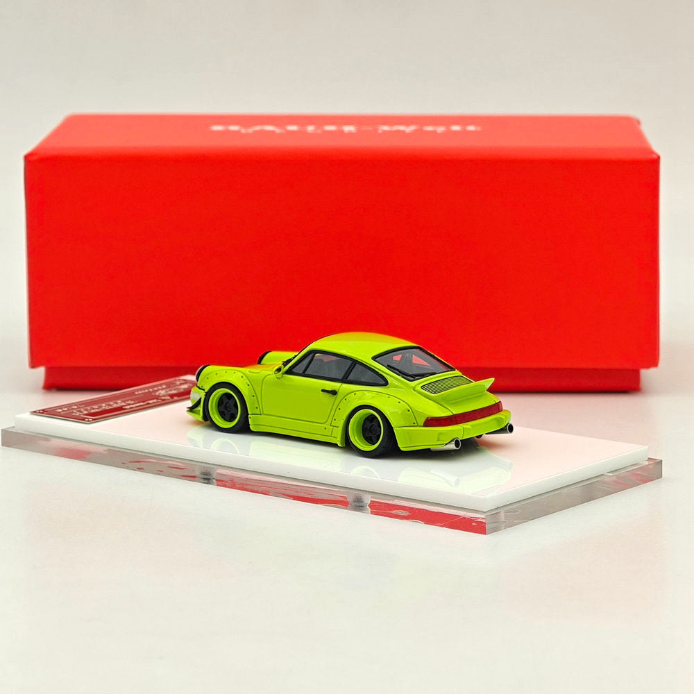 1/64 Scale Porsche 964 RWB RAUH Welt BEGRIFF Apple Green Resin Diecast Model Car - Limited Edition Collectible Toy Vehicle for Display & Gift Giving (Perfect for Car Enthusiasts, Office Decor, and Model Collections)
